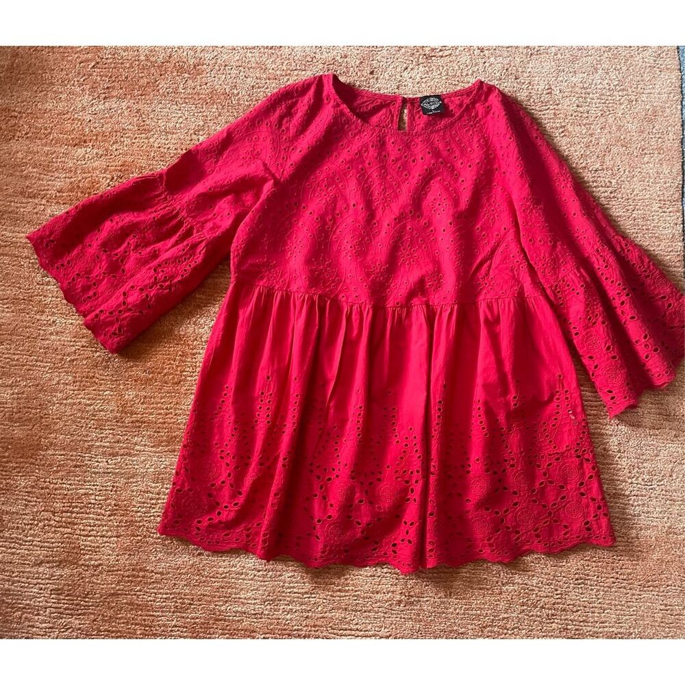 Elegant Red Women's Tunic Top